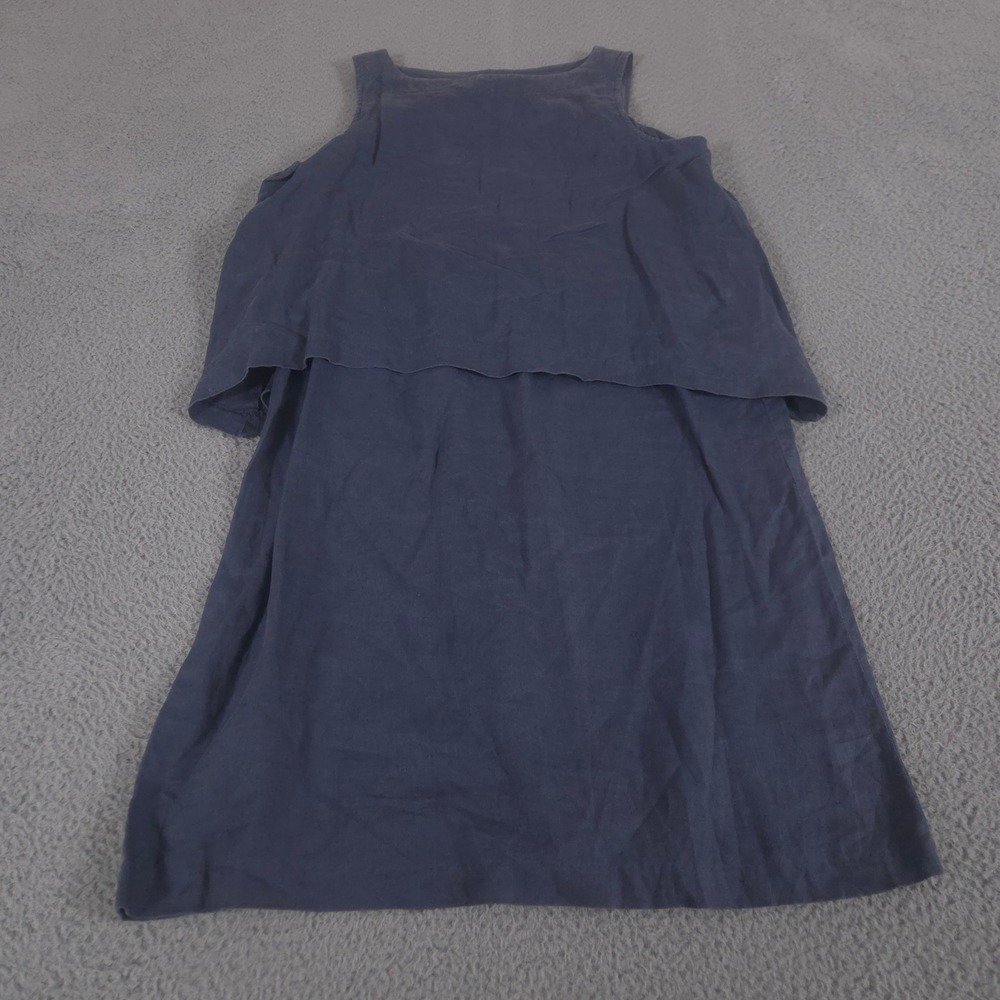 Pure Jill Dress Womens Medium Blue Linen Sleeveless Double Layer Popover Shift